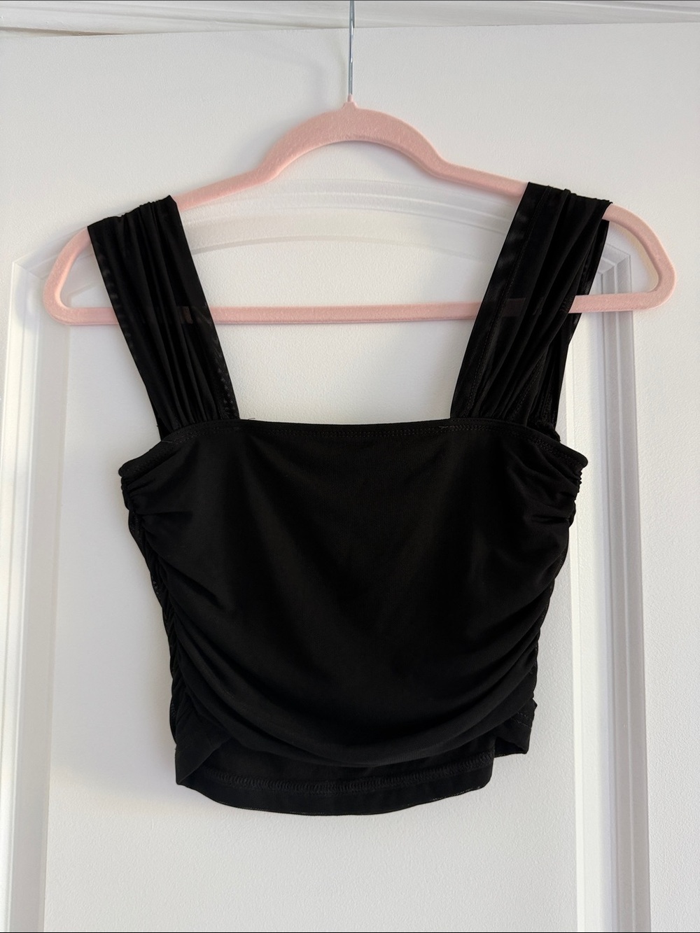 Black Ruched Square-Neck Tank - Picture 2 of 3